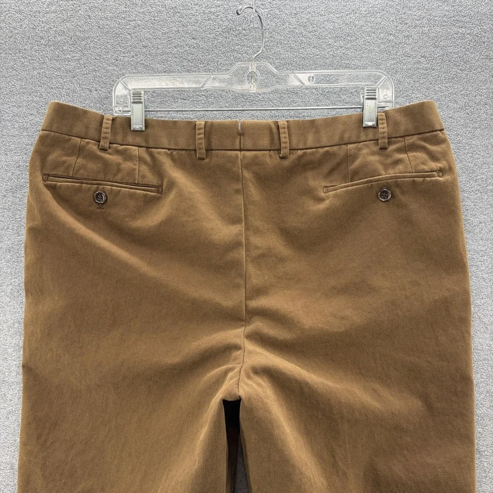 Hiltl Pants Mens 39x31 Brown Chino Contemporary Fit Flat Front Business Casual